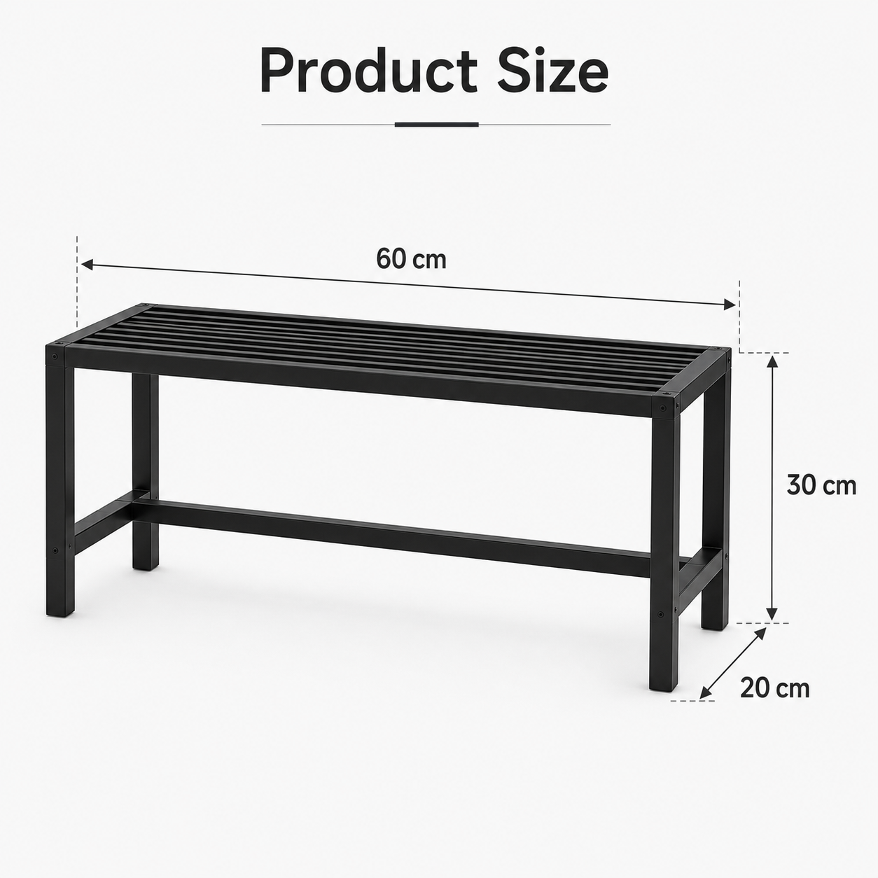 Single Tier Metal Plant Stand – 60cm Outdoor Garden Flower Rack with Slatted Top Shelf for Pots, Planters and Patio Plant Display