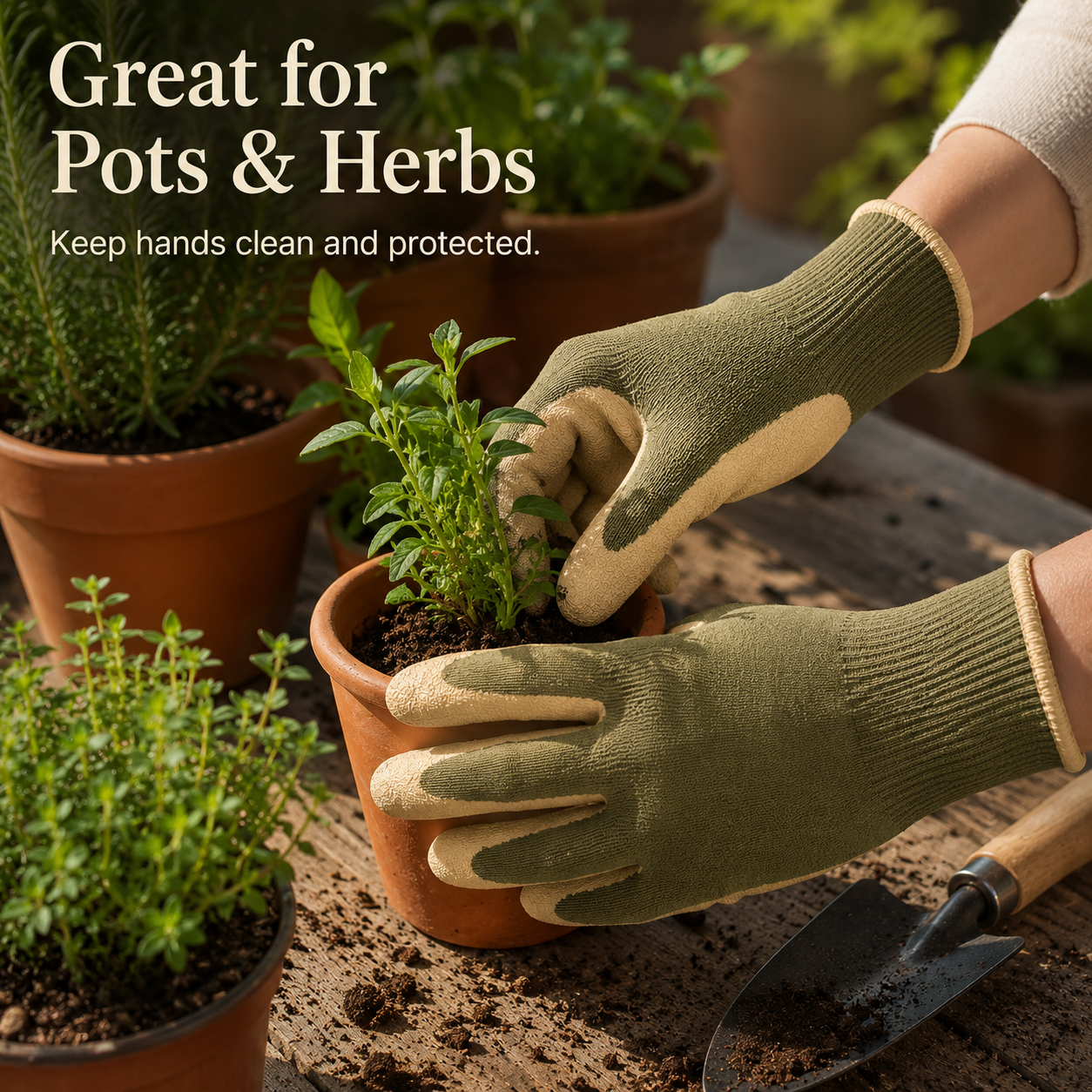 Protective Garden Gloves with Textured Grip & Snug Knit Cuffs