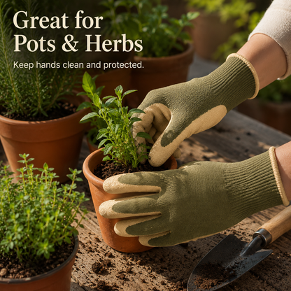 Protective Garden Gloves with Textured Grip & Snug Knit Cuffs