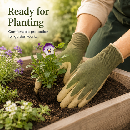 Protective Garden Gloves with Textured Grip & Snug Knit Cuffs