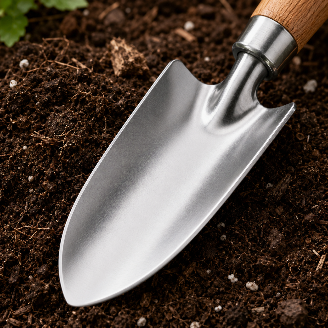 Premium Stainless Steel Garden Trowel with Natural Wooden Handle
