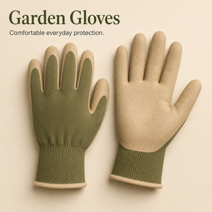 Protective Garden Gloves with Textured Grip & Snug Knit Cuffs