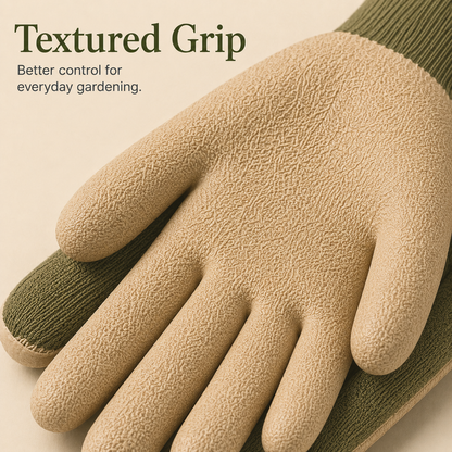 Protective Garden Gloves with Textured Grip & Snug Knit Cuffs