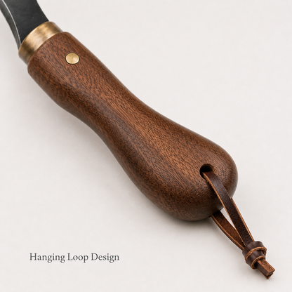 Curved Garden Sickle with Wooden Handle – Handheld Weeding, Trimming & Herb Harvesting Tool for Garden Beds, Pots and Outdoor Plant Care