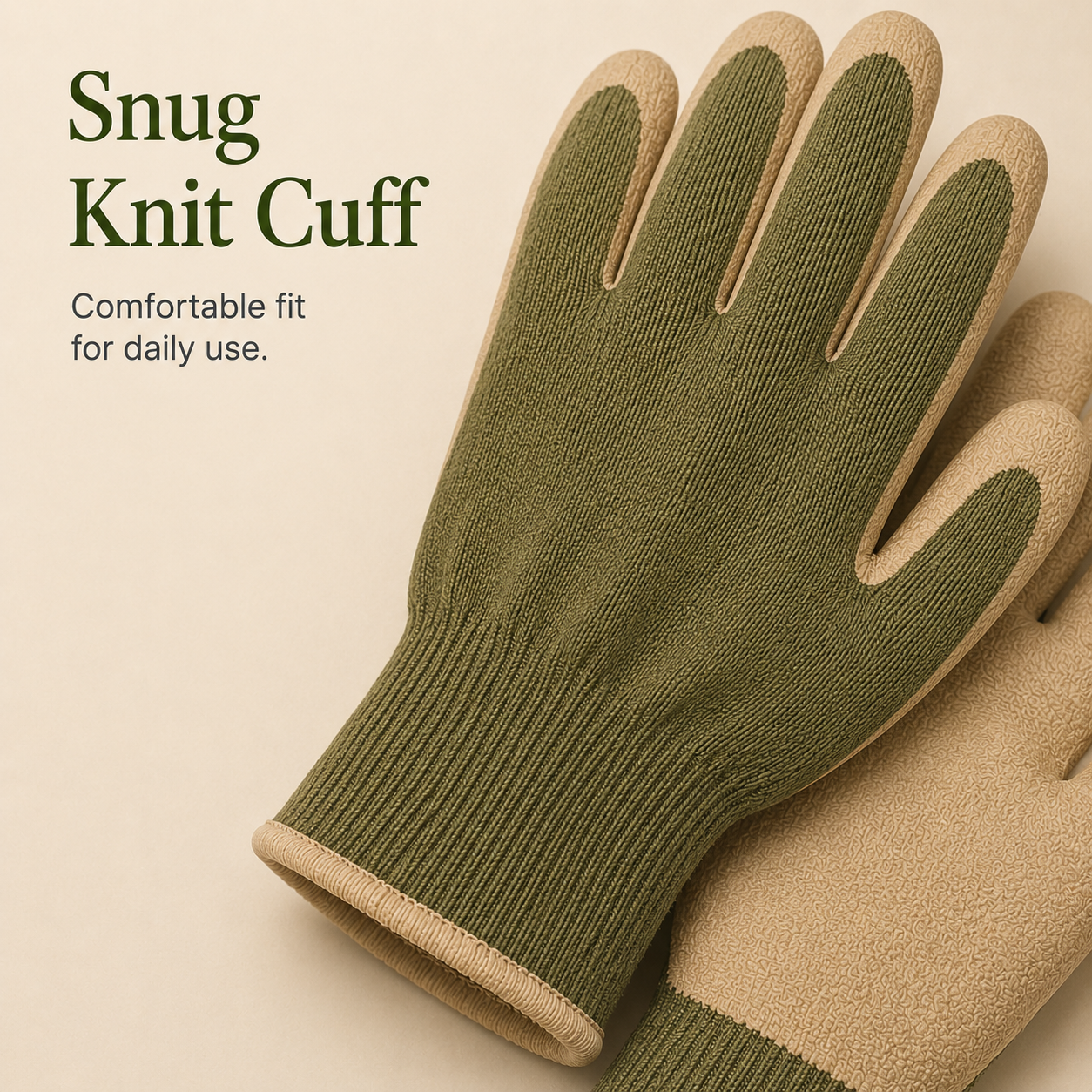 Protective Garden Gloves with Textured Grip & Snug Knit Cuffs