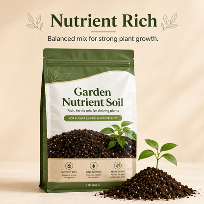 Garden Nutrient Soil for Flowers, Herbs & Houseplants