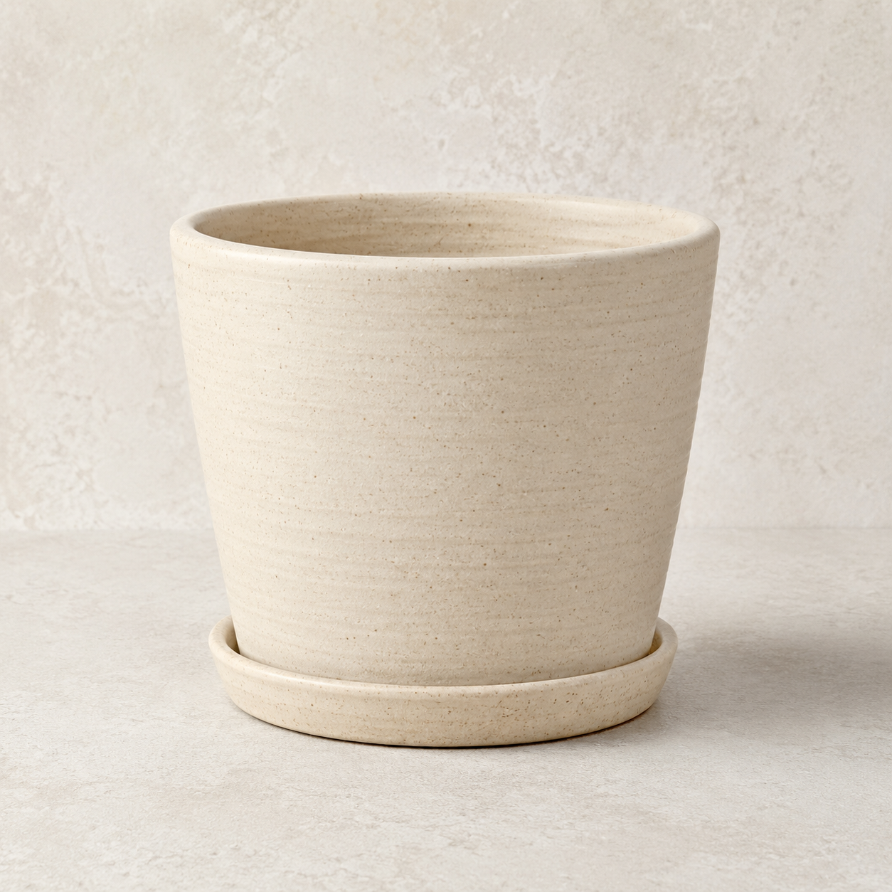 Speckled Ceramic Planter Pot with Matching Saucer – Minimal Indoor & Outdoor Flower Pot for Houseplants, Herbs and Garden Décor